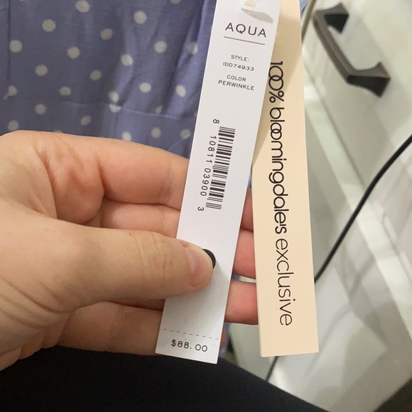 NWT Aqua Polka Dot Fit and Flare Periwinkle Dress large - Picture 7 of 7